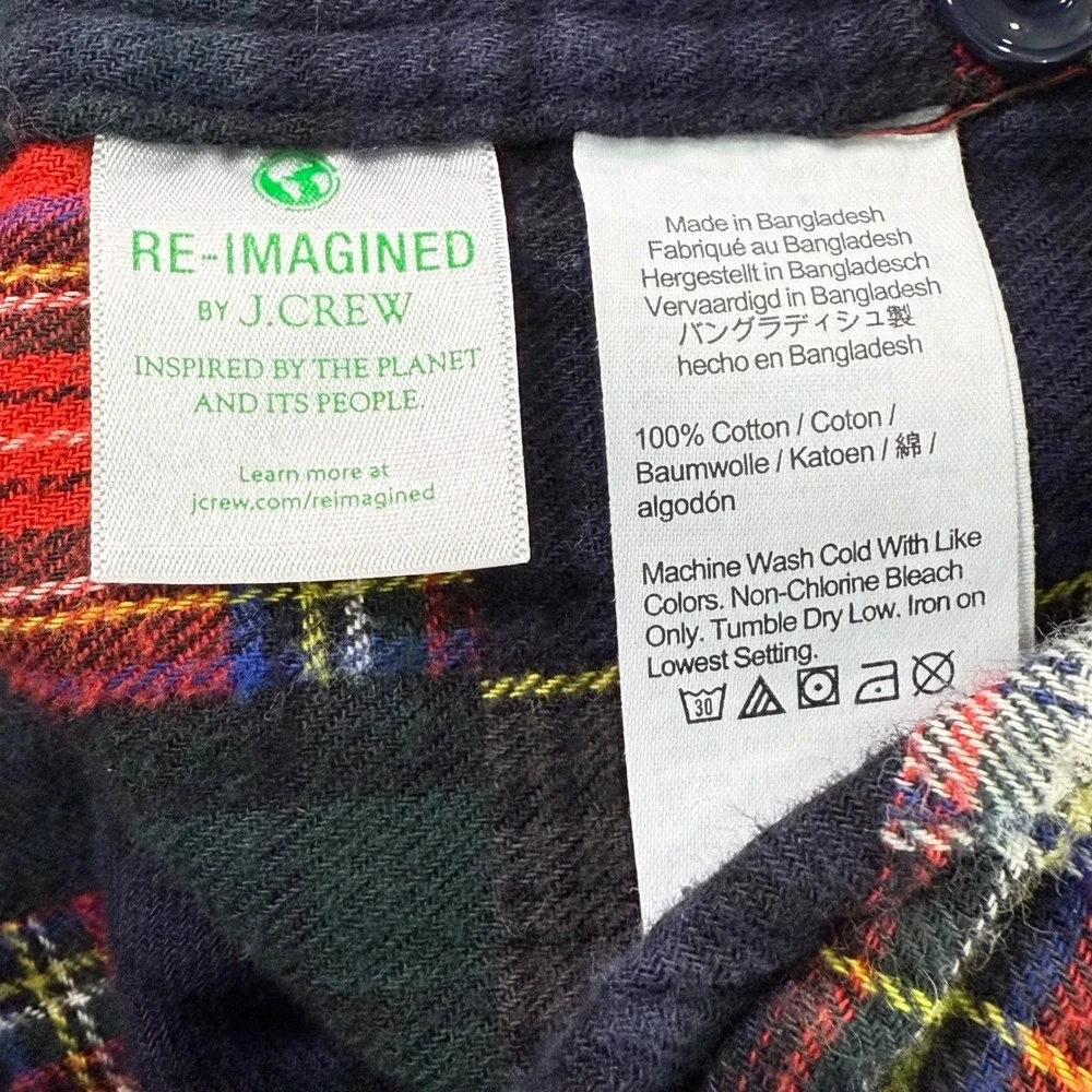 J. Crew Flannel Shirt Mens XL Multi Madras Patchwork Cotton Mid Weight Classic